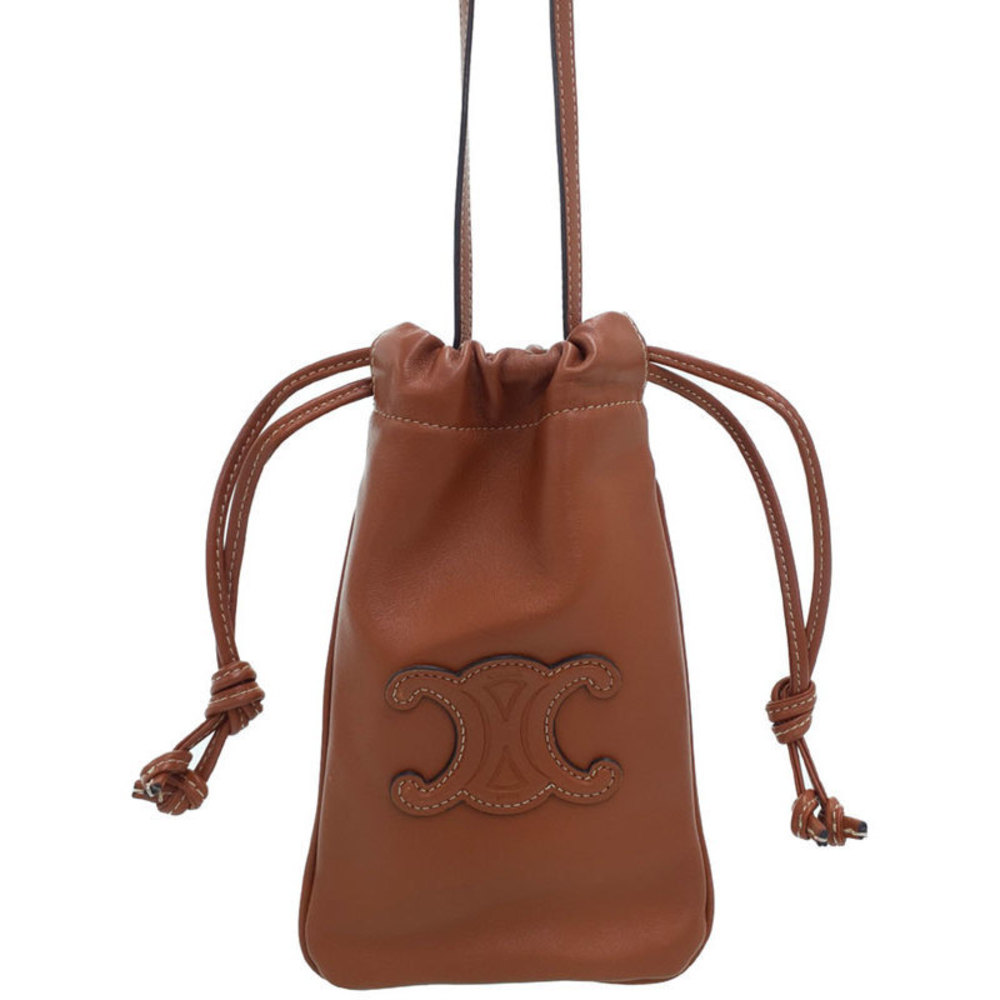 Celine Cuile Triomphe Drawstring Mobile Pouch Tan - image 1
